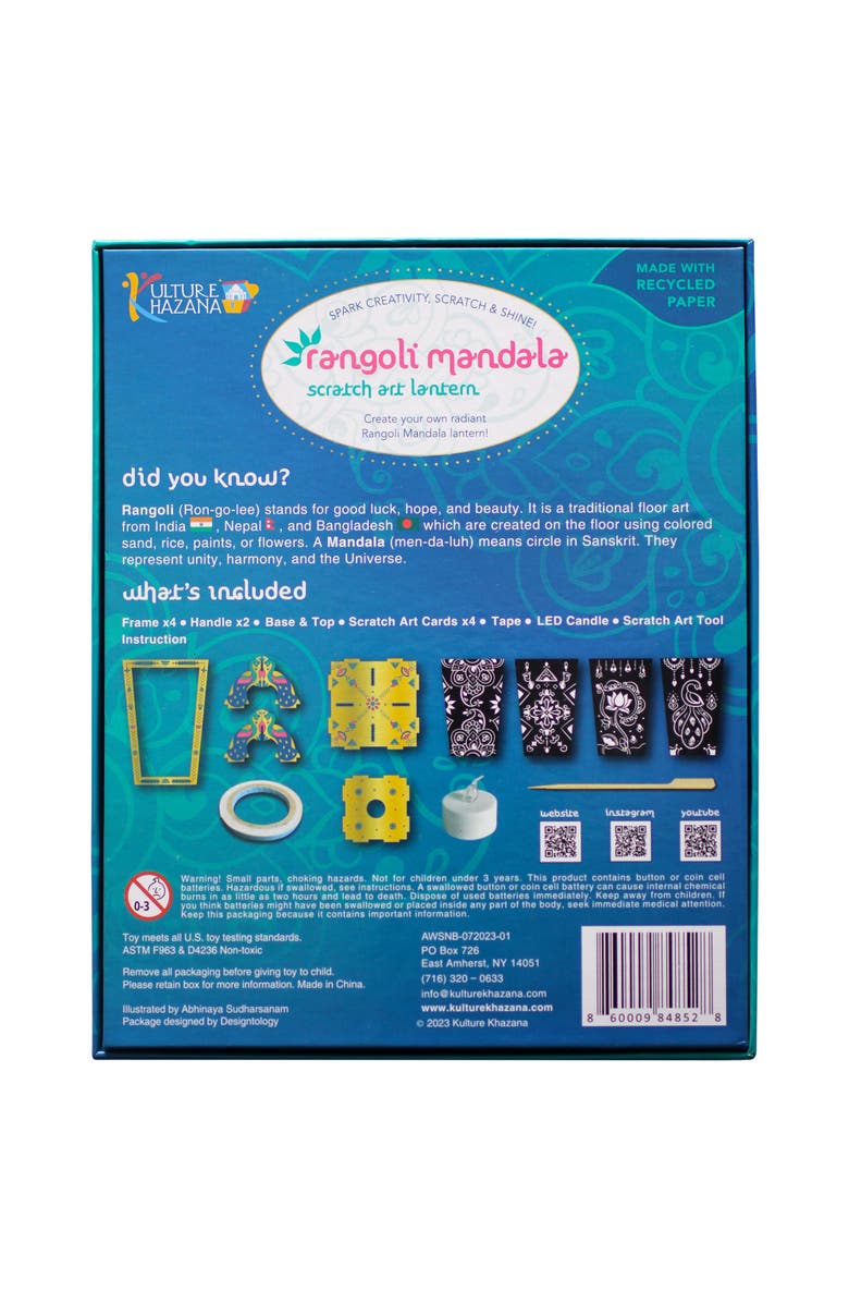 KULTURE KHAZANA Rangoli Mandala Scratch Art Lantern DIY Craft Kit, Alternate, color, Multicolored