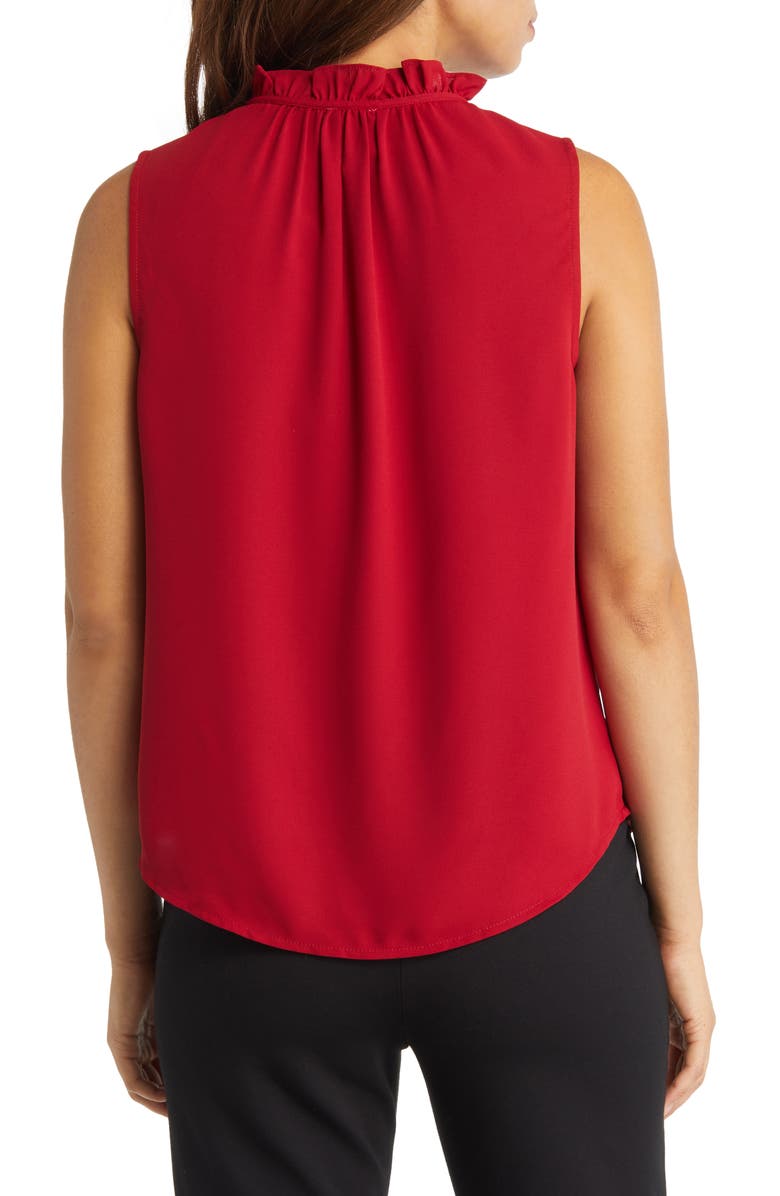 Anne Klein Ruffle Collar Sleeveless Blouse, Alternate, color, Titan Red