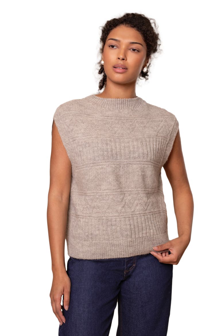 British Wool Crew Neck Knitted Vest, Main, color, Undyed Taupe
