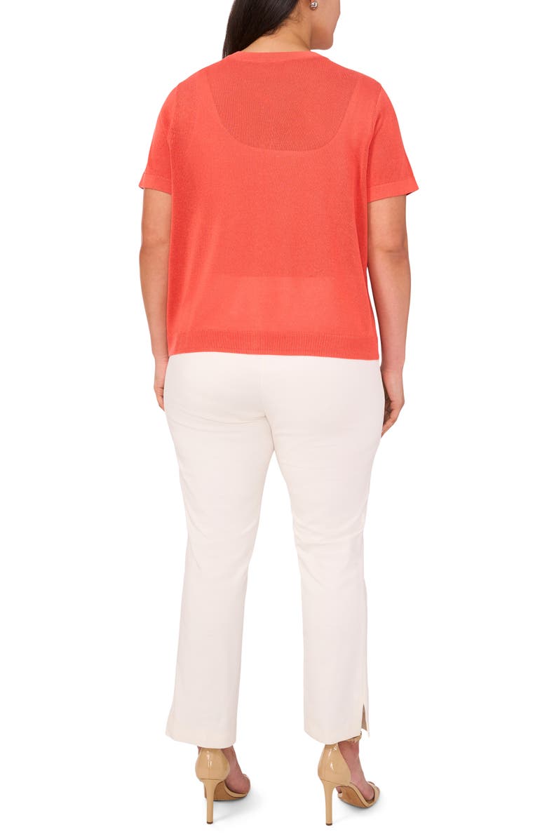 Halogen<sup>®</sup> Short Sleeve Cardigan, Alternate, color, Deep Sea Coral