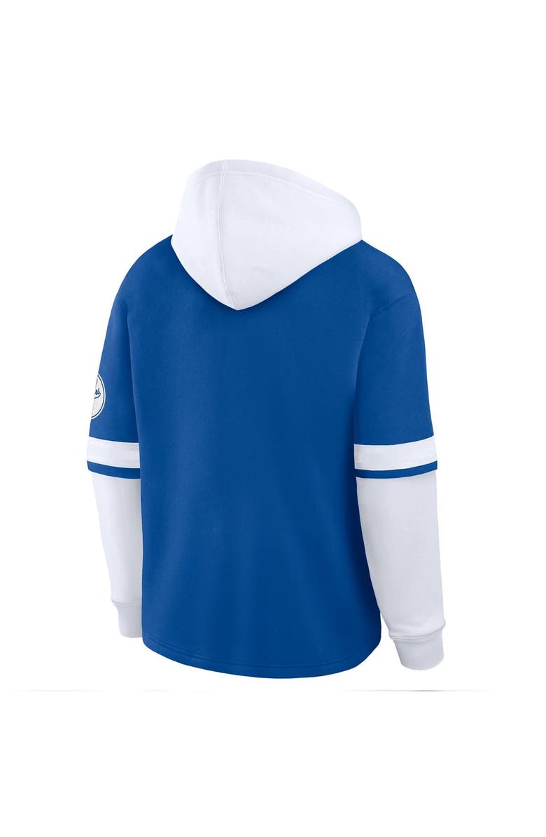 FANATICS Men's Fanatics Royal/White Los Angeles Dodgers Oversized Fire Speed​ Layered Hoodie, Alternate, color, Royal
