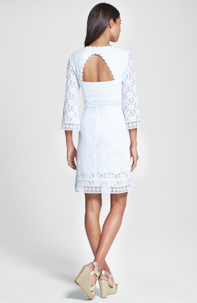 Laundry by Shelli Segal 3/4 SLEEVE LACE SHIFT DRESS, Alternate, color, 