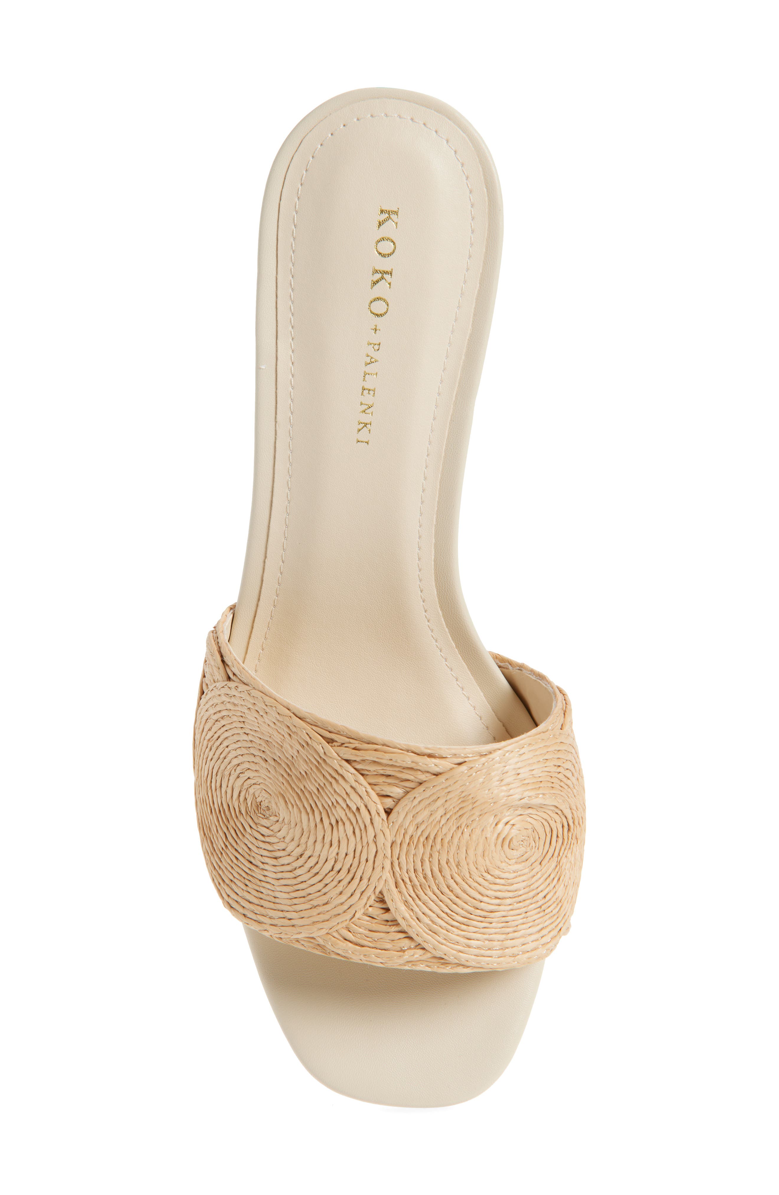 KOKO + PALENKI Silan Kitten Heel Slide Sandal, Alternate, color, Natural Raffia