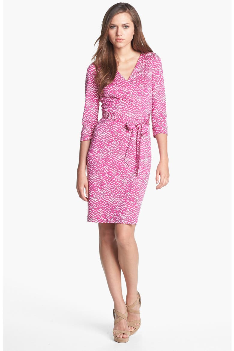 'New Julian 2' Silk Wrap Dress, Main, color, BIRDS RASPBERRY