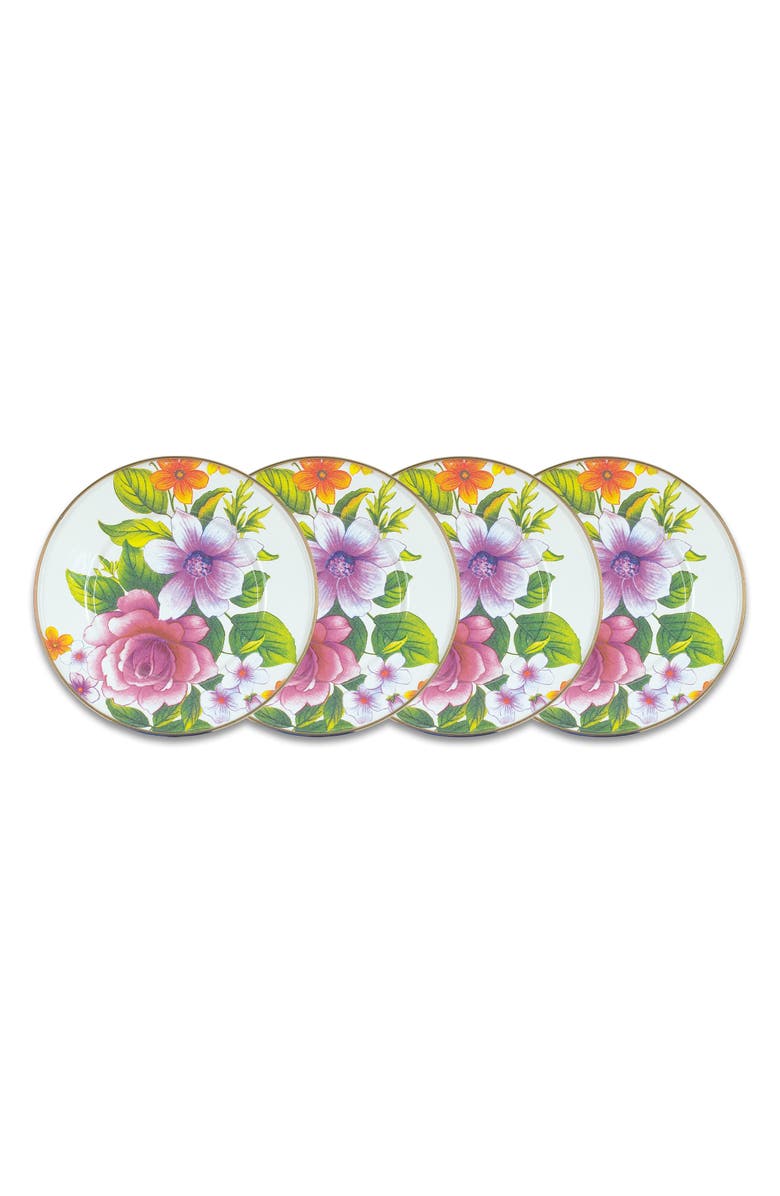 MACKENZIE CHILDS Flower Market Set of 4 Enameled Steel Salad Plates, Main, color,