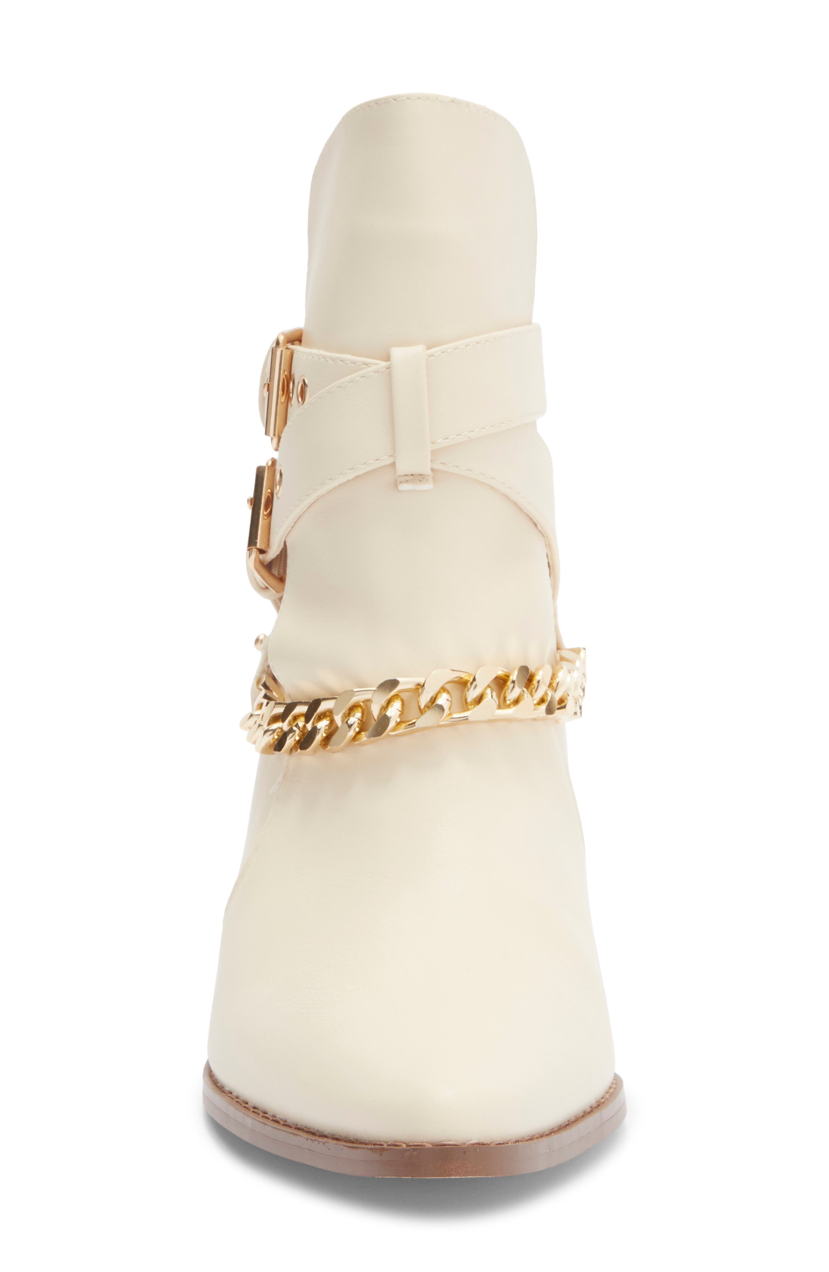 Matisse Jill Buckle Chain Trim Bootie, Alternate, color, Ivory Synthetic
