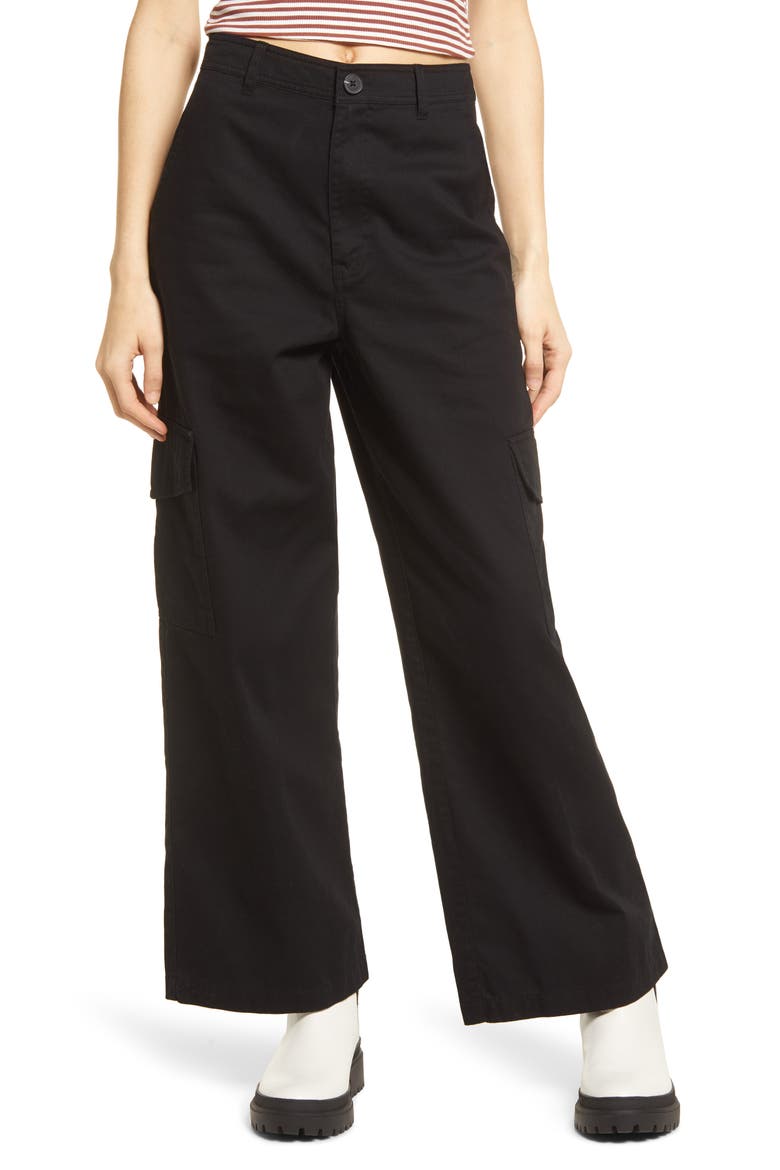 High Waist Cargo Pants, Main, color, BLACK
