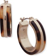 Lauren Ralph Lauren Stripe Tortoise Pattern Hoop Earrings