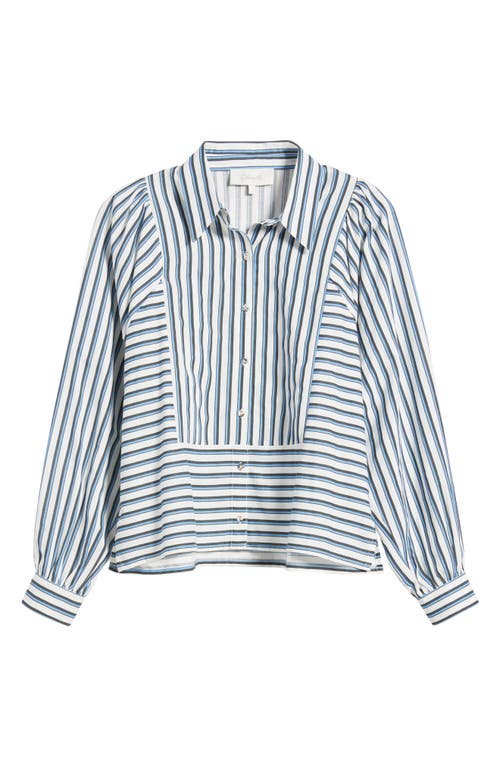 Cleobella Isadora Stripe Cotton & Linen Shirt In Blue Multi