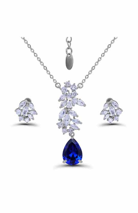 Christian Siriano Pear Cluster Pendant Necklace & Drop Earrings Set