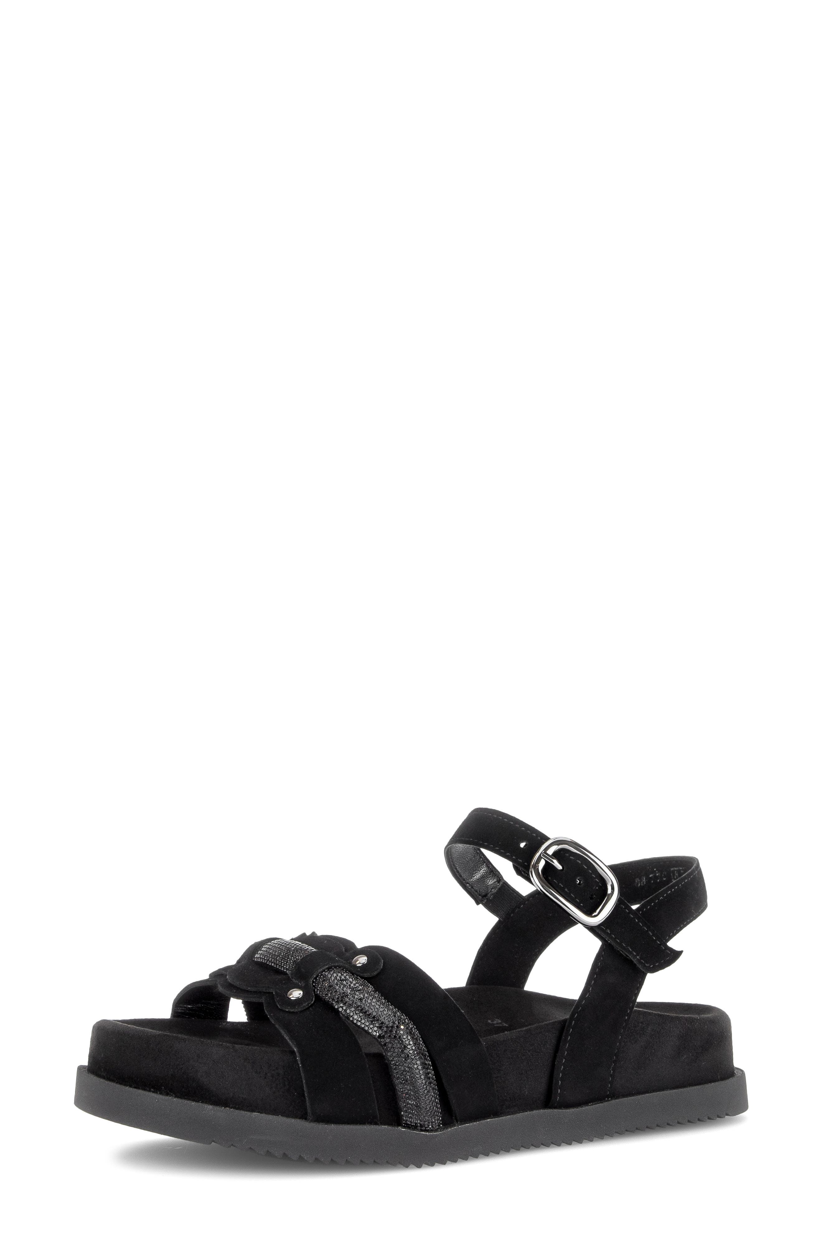 Gabor Ankle Strap Sandal, Main, color, Black