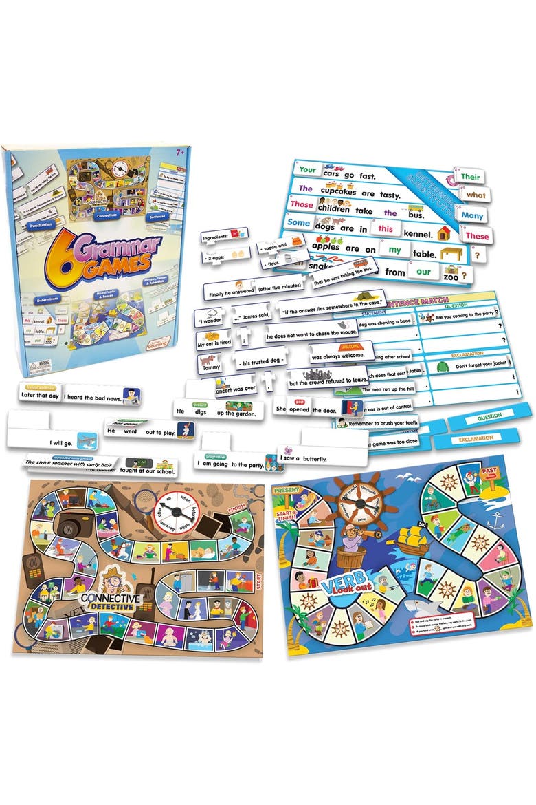6 Grammar Games, Language Arts Board Game for Ages 7-9, Grade 2-3, Main, color, Multicolored