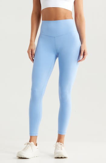 Zella Studio Luxe High Waist Pocket 7/8 Leggings In Blue