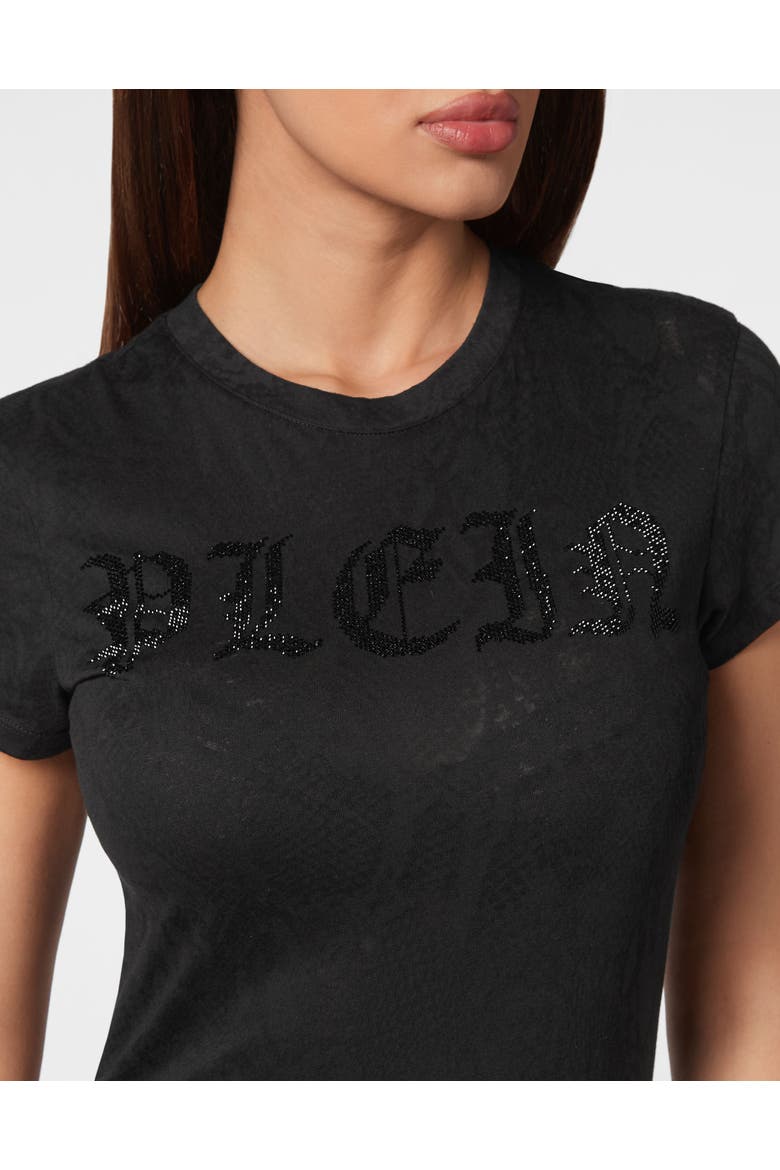T-Shirt Round Neck Gothic Plein Women, Alternate, color, black