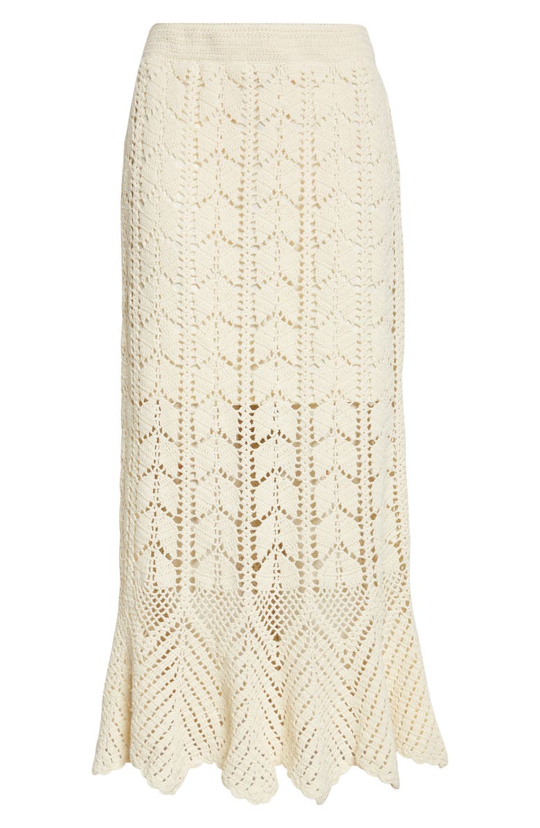 Zimmermann Awaken Crochet Midi Skirt, Alternate, color, Cream