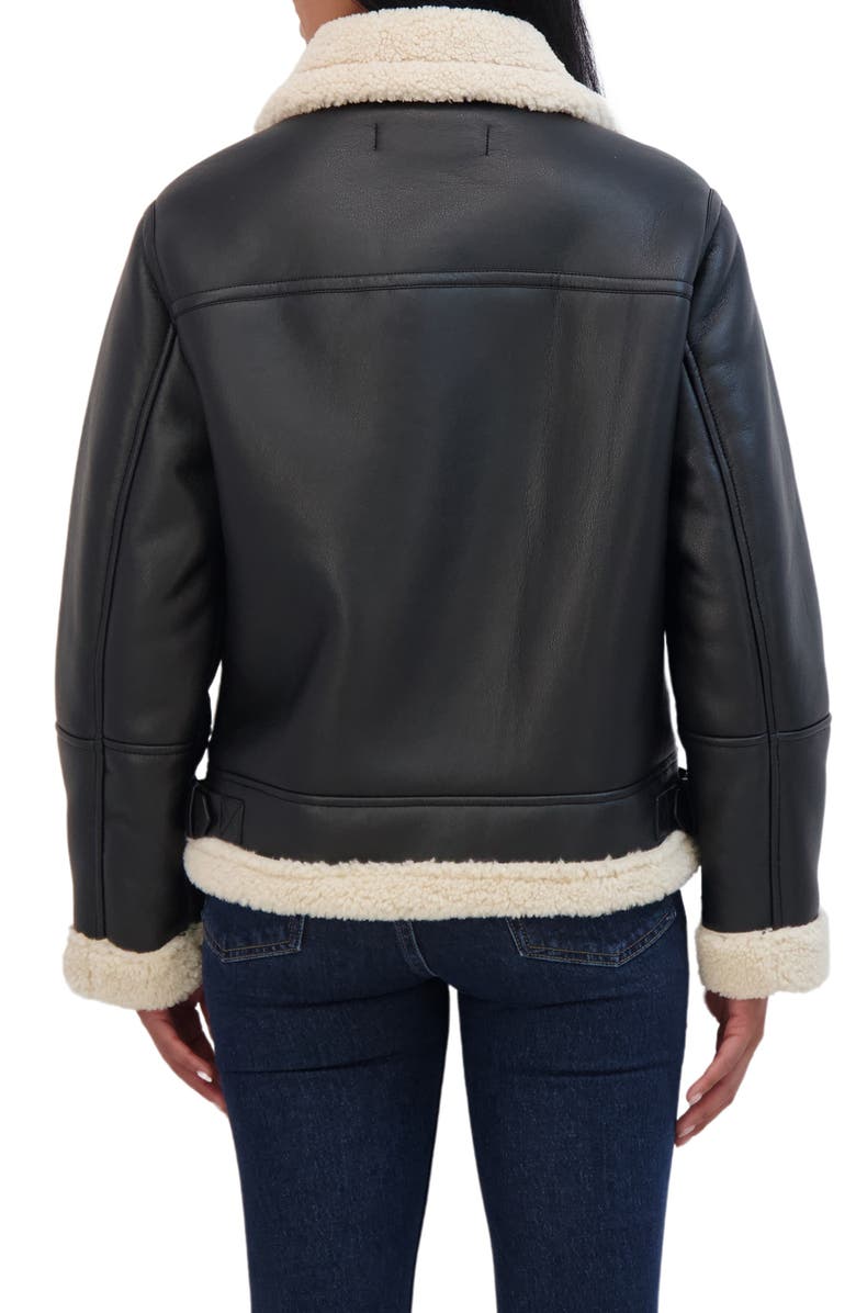Sebby Faux Shearling Trim Aviator Jacket, Alternate, color, 