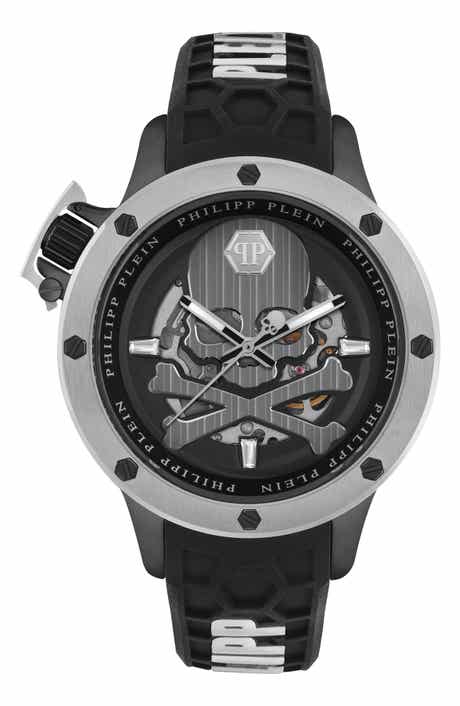 PHILIPP PLEIN Rich Skeleton Silicone Strap Watch, 46mm