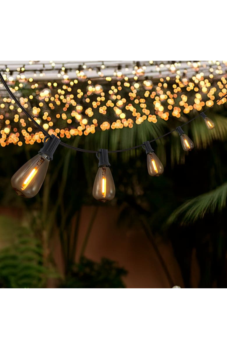 JONATHAN Y 10-Light Indoor/Outdoor Rustic Industrial Incandescent C7 Half-Chrome Bulb String Lights, Alternate, color, Black