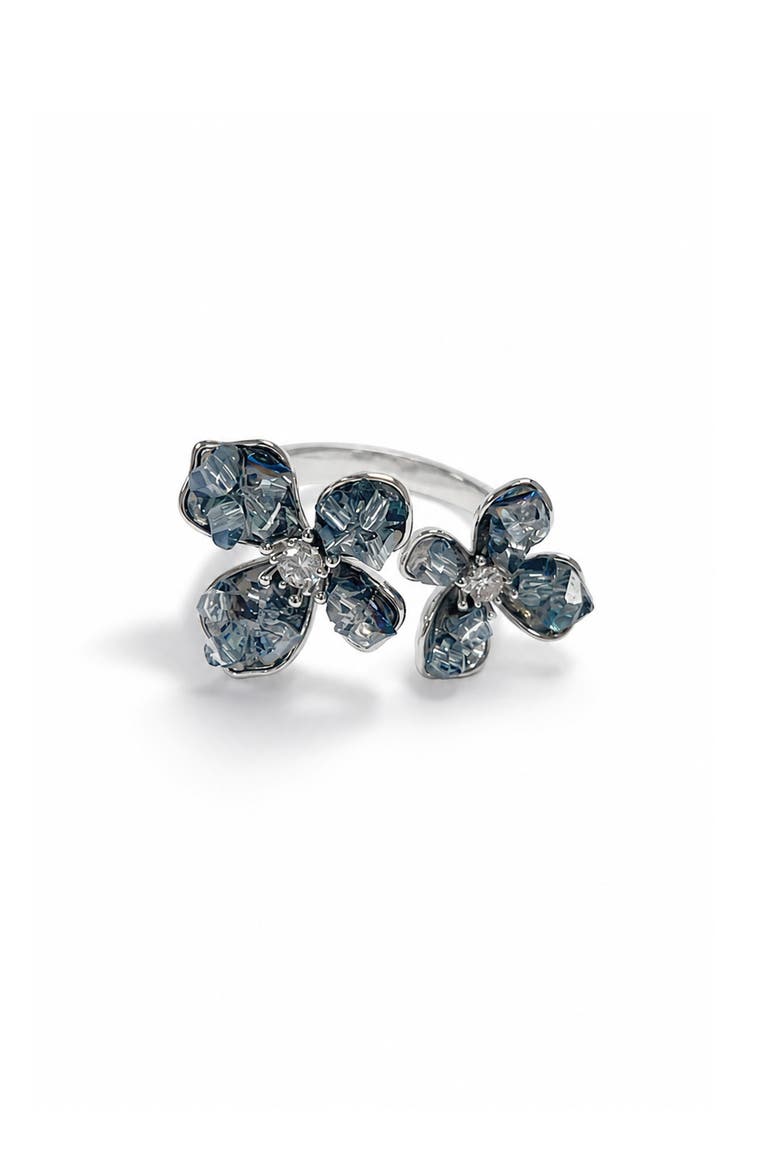 Drusy Quartz Flower Ring, Main, color, SILVER