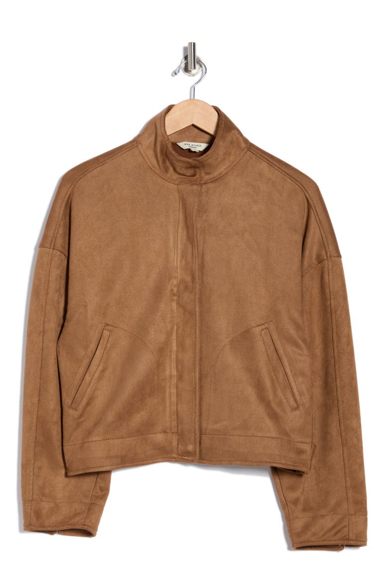 Faux Suede Full Zip Jacket, Alternate, color, VICUNA-VICUNA