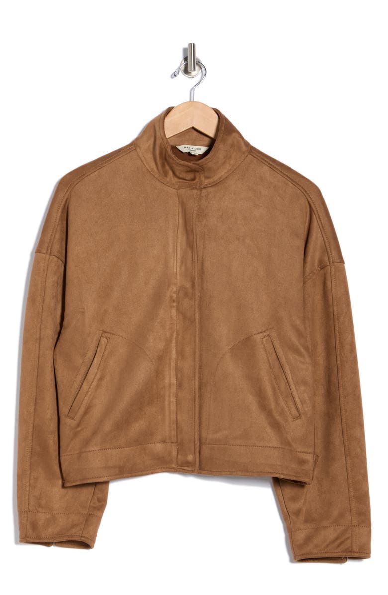 MAX STUDIO Faux Suede Full Zip Jacket, Alternate, color, Vicuna-Vicuna