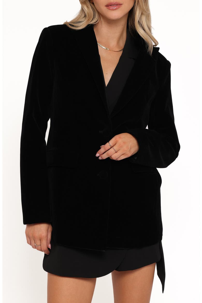 Clive Two-Button Velvet Blazer, Main, color, BLACK