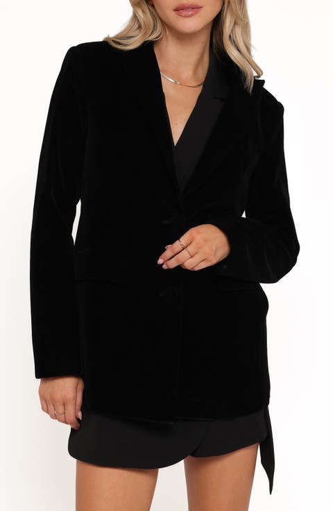 Clive One-Button Velvet Blazer