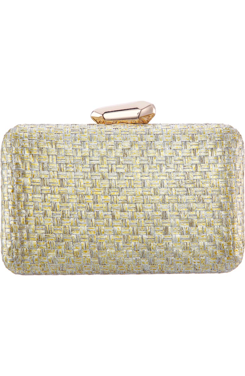 Nina Metallic Woven Minaudière, Alternate, color,