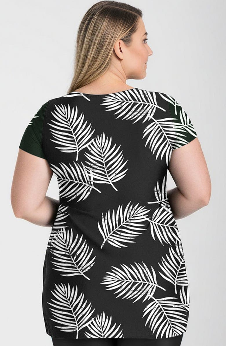 Calypsa Plus Size Anna Swim Tunic, Alternate, color, Black Palms