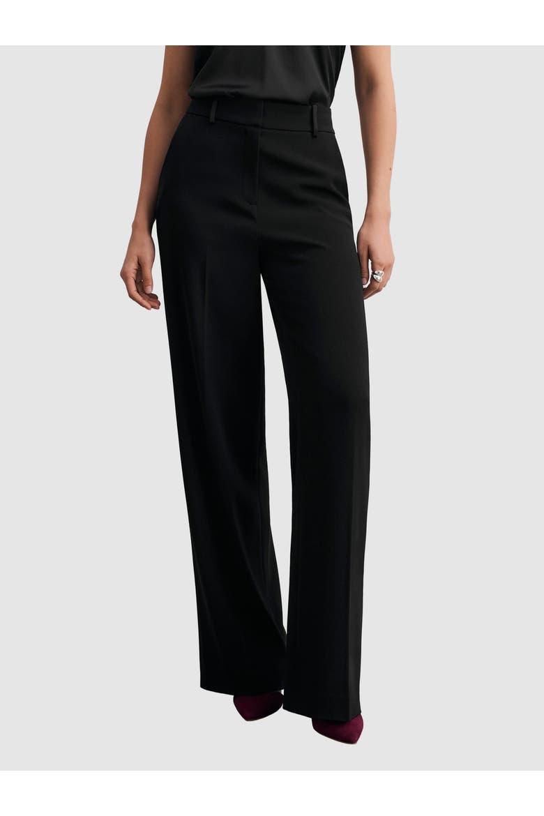 Adelaide Clever Crepe Wide Leg Trousers, Main, color, Black