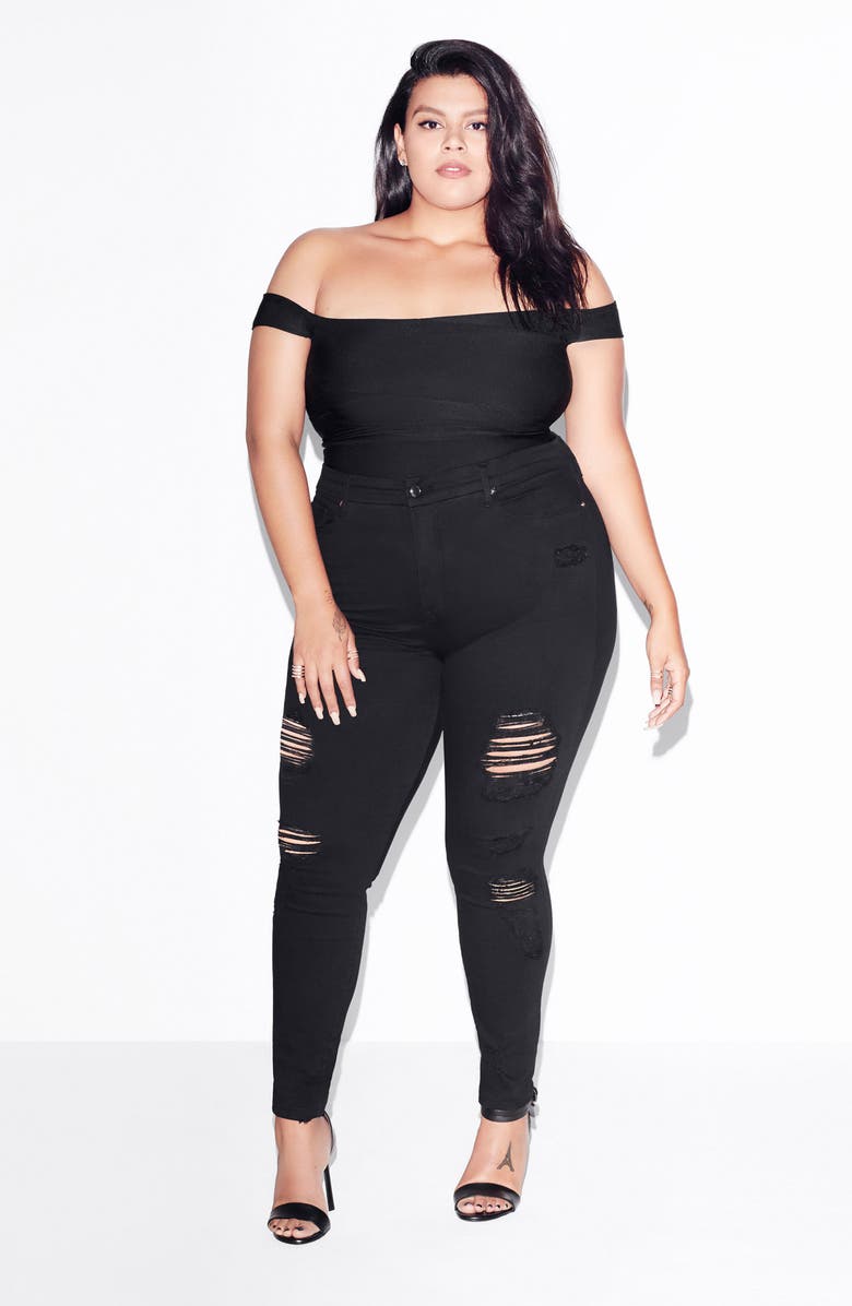 Good American Good Legs High Rise Ripped Skinny Jeans, Alternate, color, 