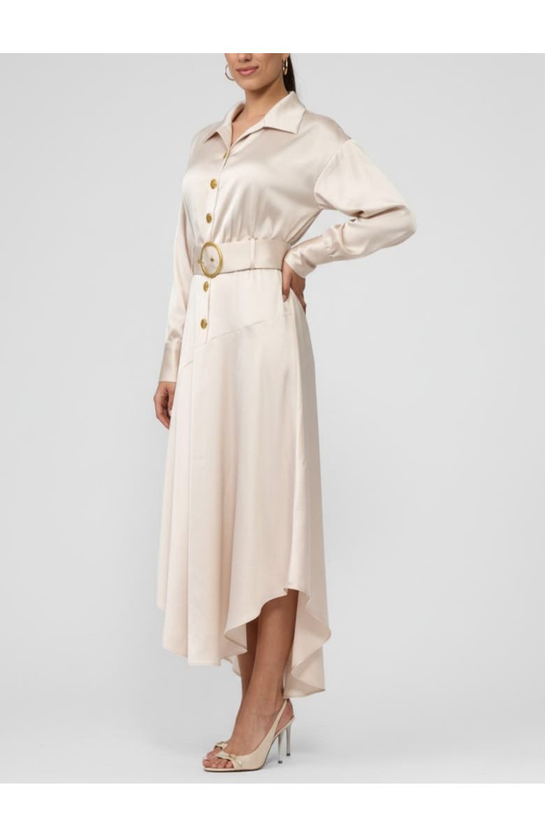 RACHEL Rachel Roy Gilian Long Sleeve Satin Shirt Dress, Alternate, color, Light Silver Grey