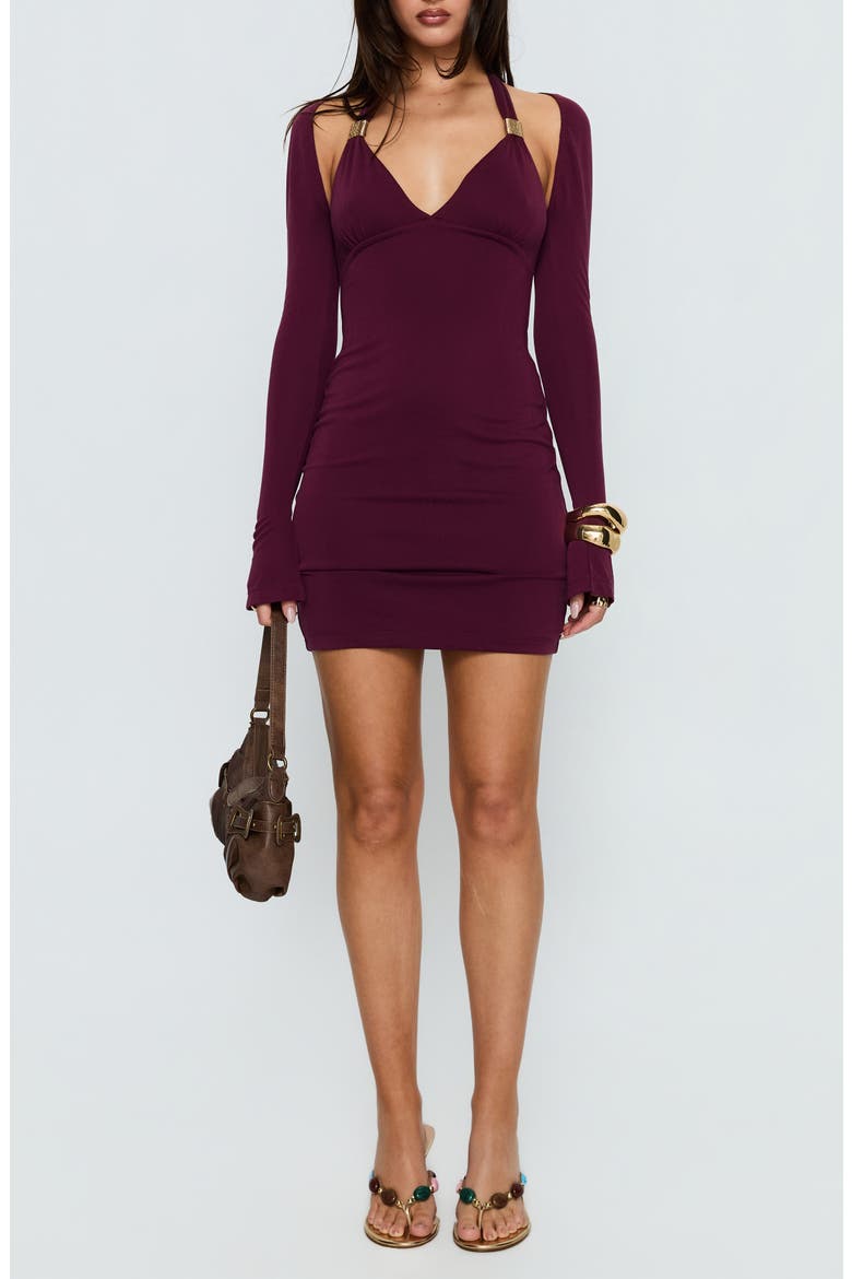 Leviva Long Sleeve Layered Minidress, Alternate, color, PURPLE