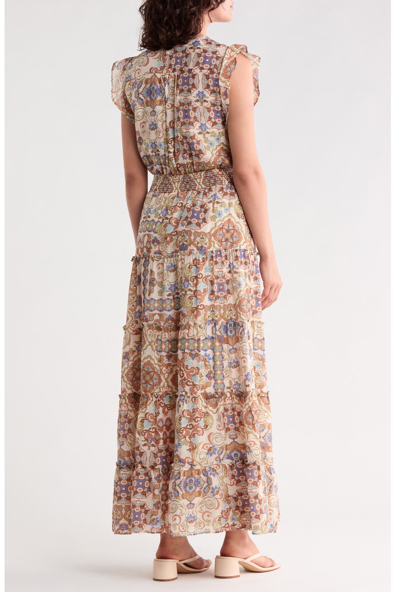 V-Neck Tiered Maxi Dress, Alternate, color, EMPERADOR