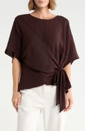 Renee C Side Tie Short Sleeve Top