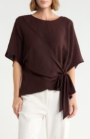 Renee C Side Tie Short Sleeve Top