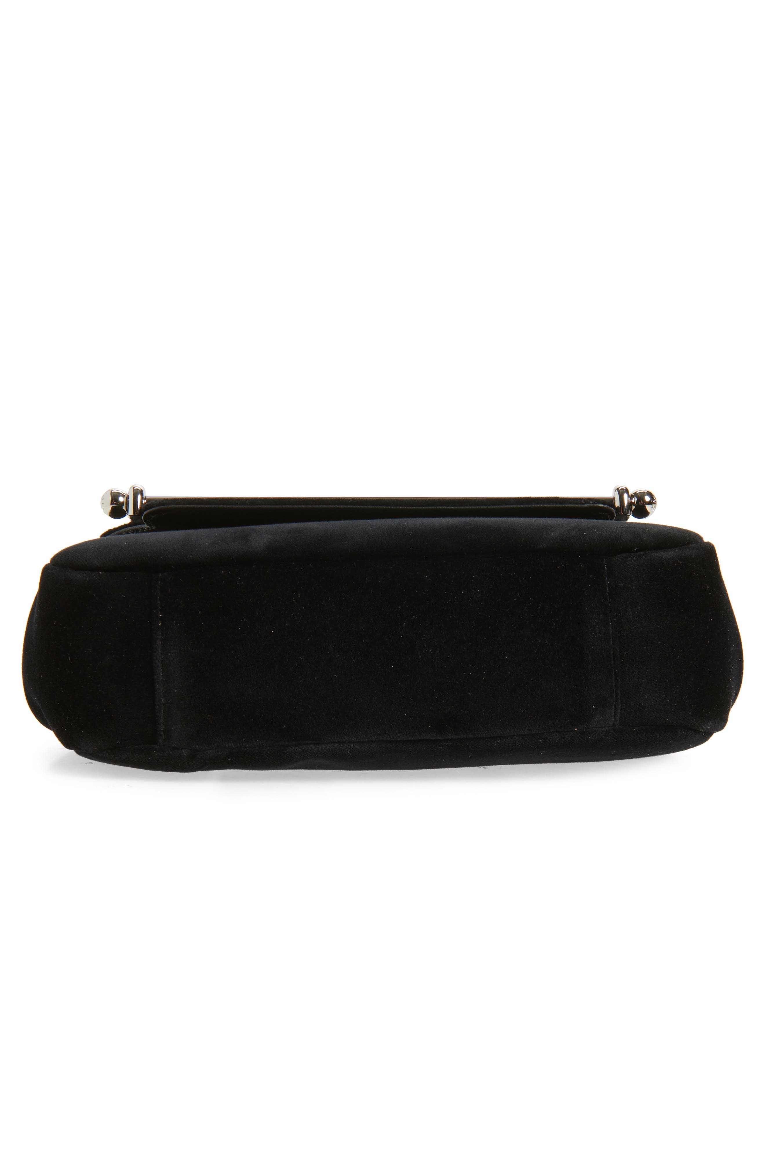 Strathberry x Cinq à Sept Mini East/West Embroidered Velveteen Shoulder Bag, Alternate, color, Black
