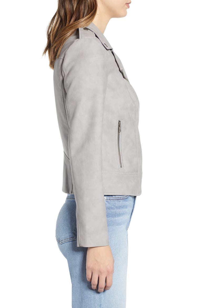 BB Dakota Easy Rider Faux Leather Moto Jacket, Alternate, color, STONE GREY
