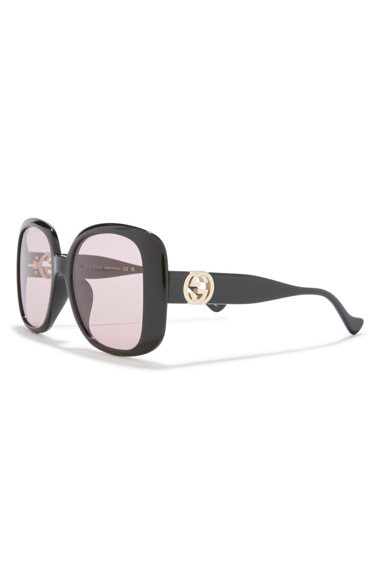 Gucci Best 57mm Square Sunglasses, Alternate, color, Black Black Pink