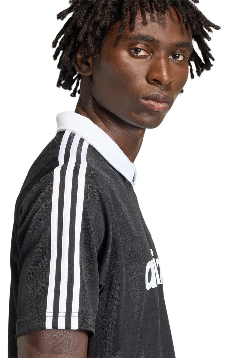 adidas Short Sleeve Stripe Soccer Jersey, Alternate, color, Black