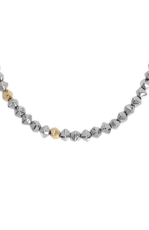 Allsaints Two-tone Geometric Beaded Necklace In Two Tone