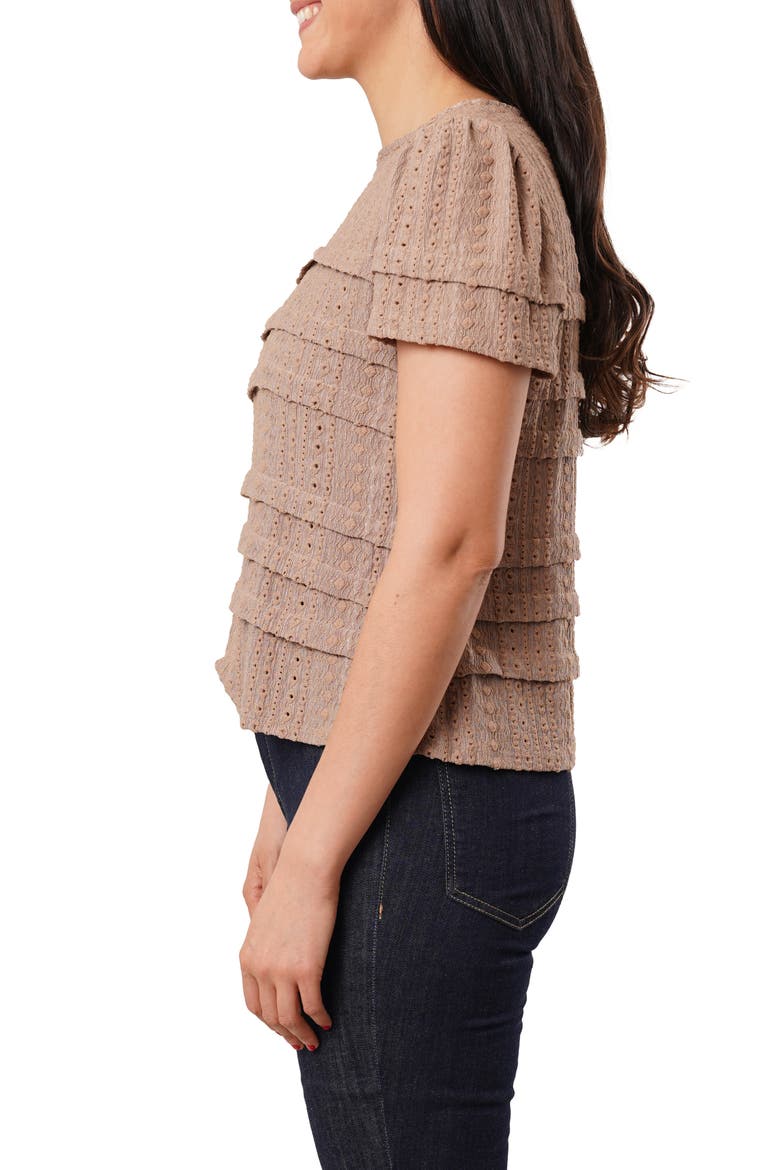 Eyelet Ruffle Top, Alternate, color, KHAKI