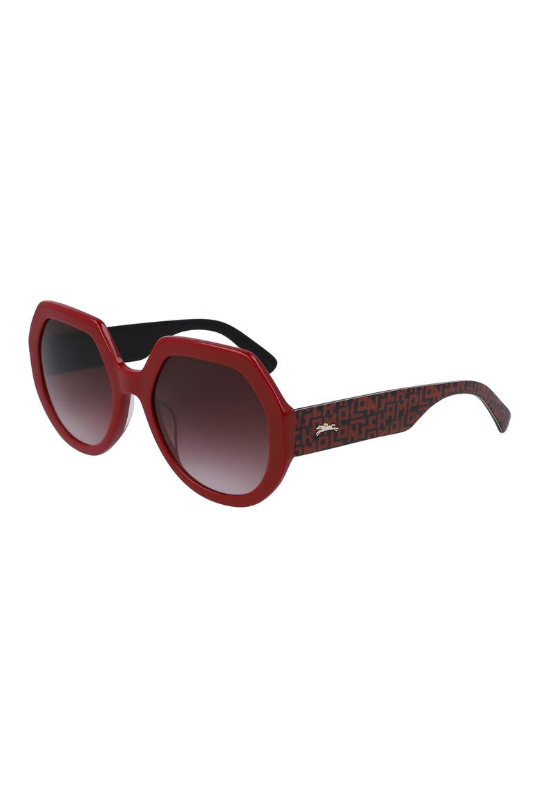55mm Gradient Geometric Sunglasses, Alternate, color, BRICK