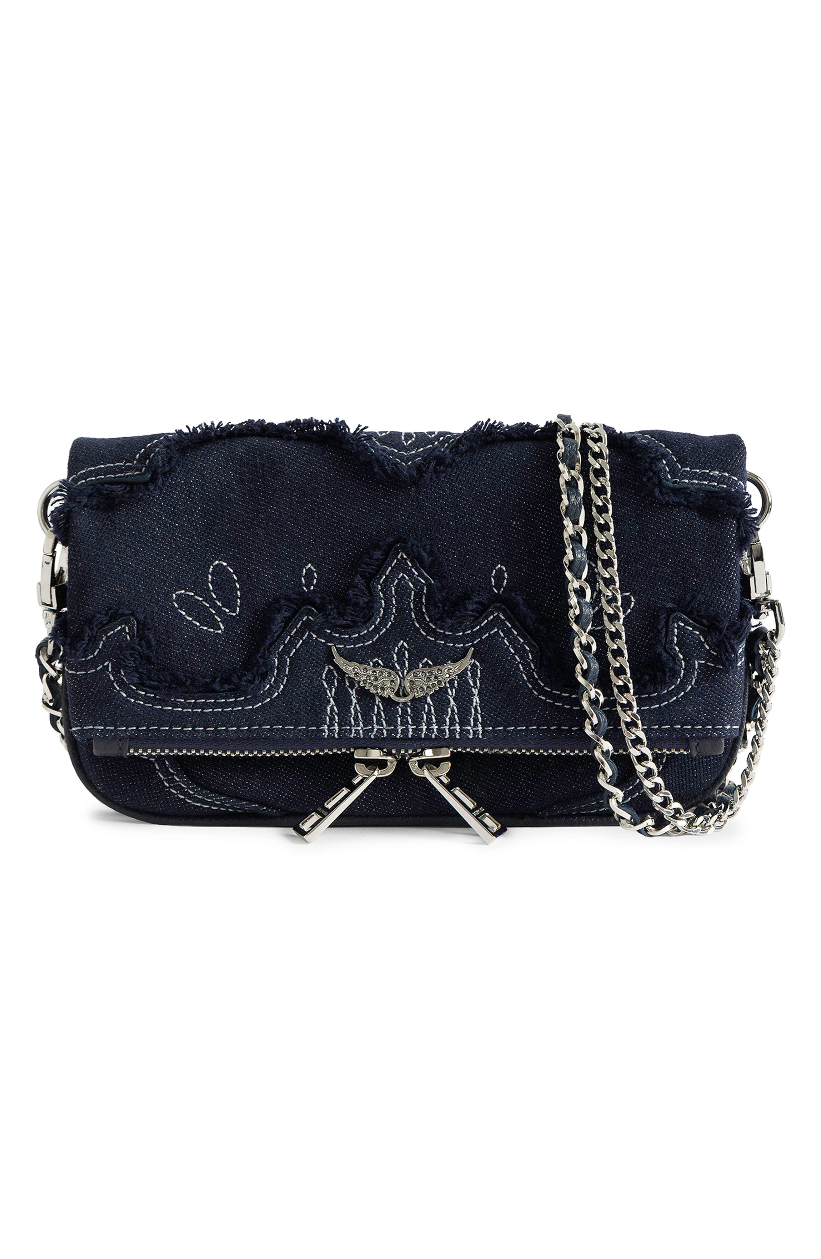 Rock Nano Denim Crossbody Bag, Main, color, SILENT