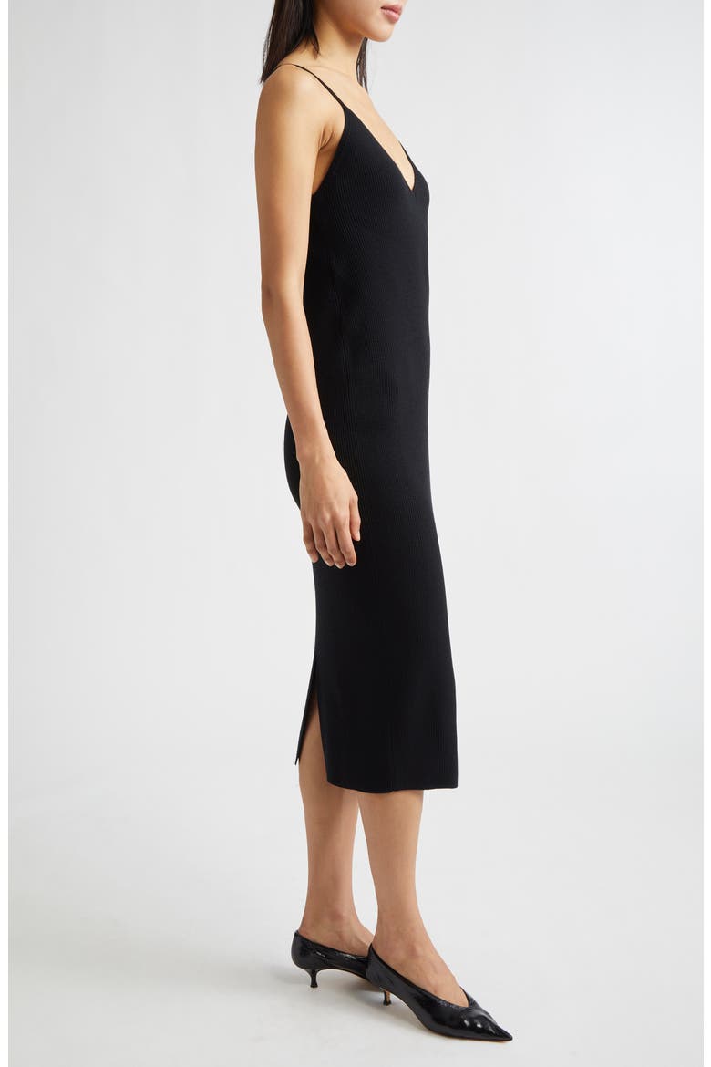 Rib Virgin Wool Sweater Slipdress, Alternate, color, BLACK