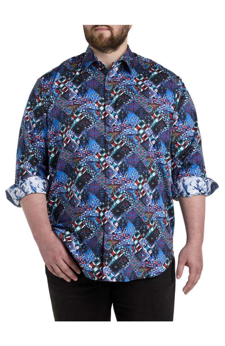 Robert Graham Big & Tall Chaney Sport Shirt, Main, color, Multi
