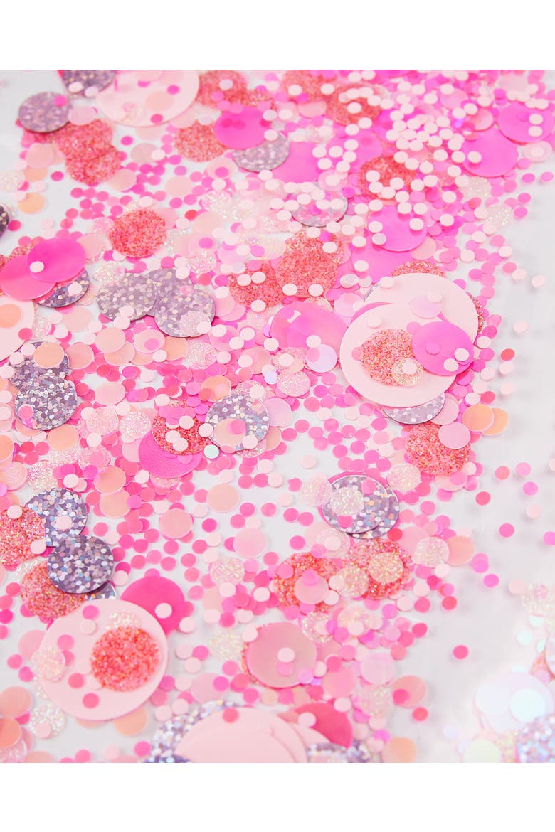 Work Party Confetti Multi-Use Desk Mat - 13x18 Inch Clear Vinyl Pink Confetti Desk Mat with Gold Foil Detail for Desks and Keyboards, Alternate, color, Multicolor