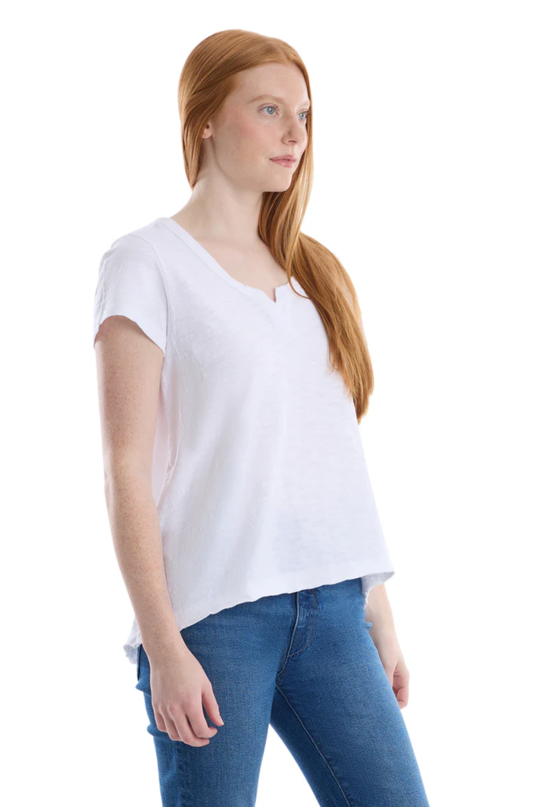 Short Sleeve Placket Hi-Lo Tee, Alternate, color, White