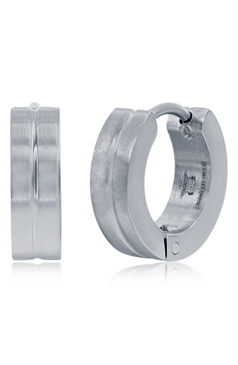 BLACKJACK Men's Brushed Huggie Hoop Earrings, Main, color, 