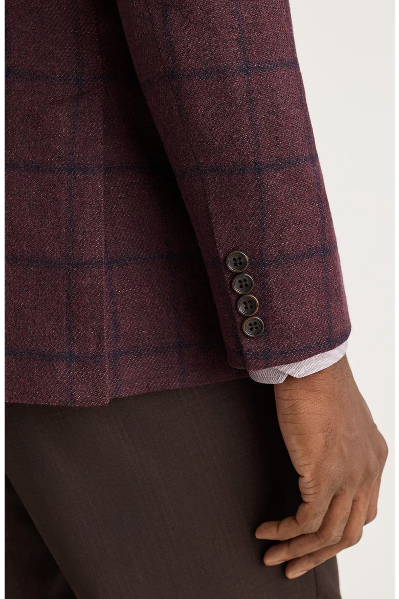 Unconstructed Italian Wool Windowpane Blazer, Alternate, color, BURGUNDY WINDOWPANE
